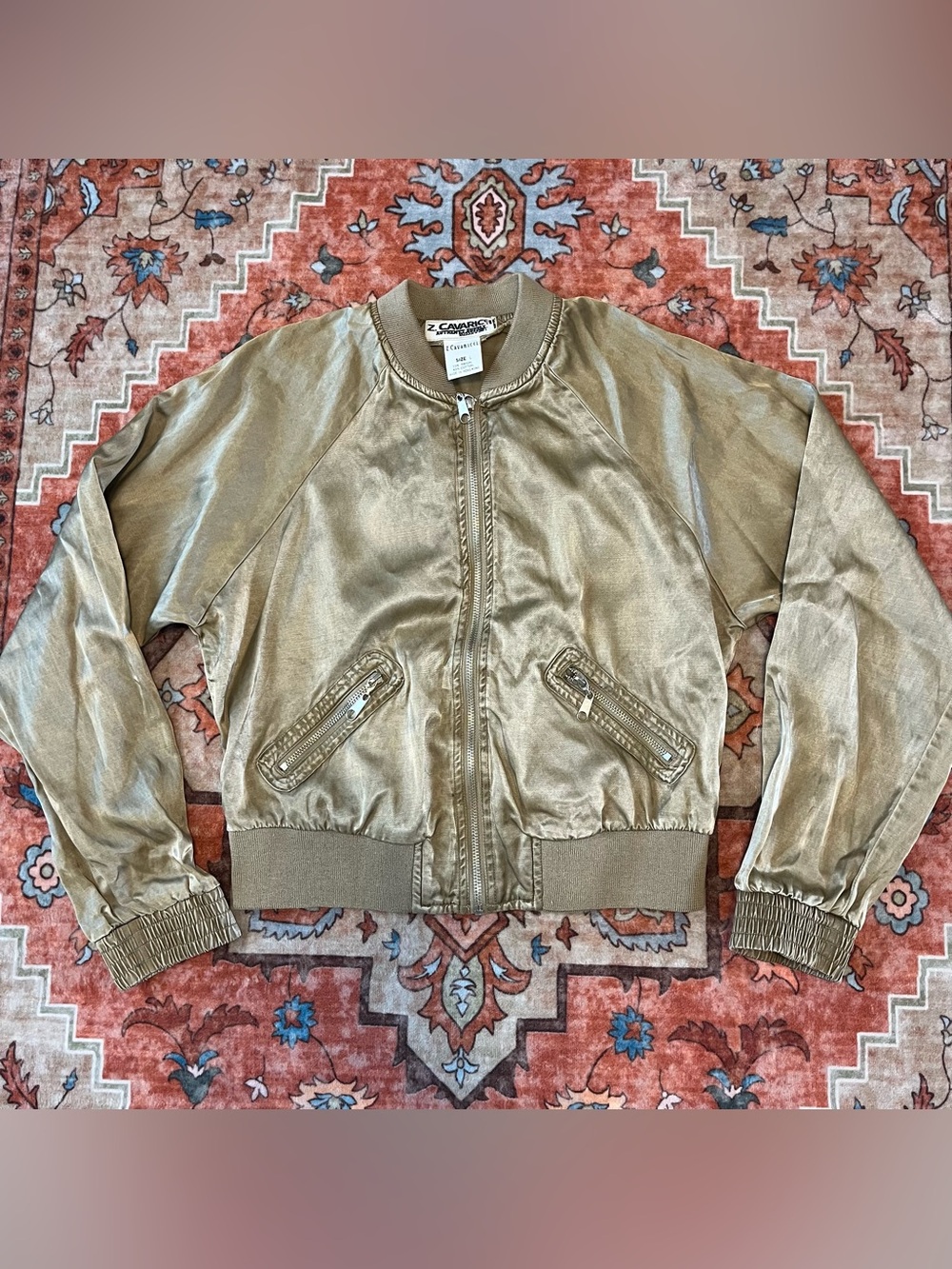 Vintage 80s Z Cavaricci Gold Bomber Jacket